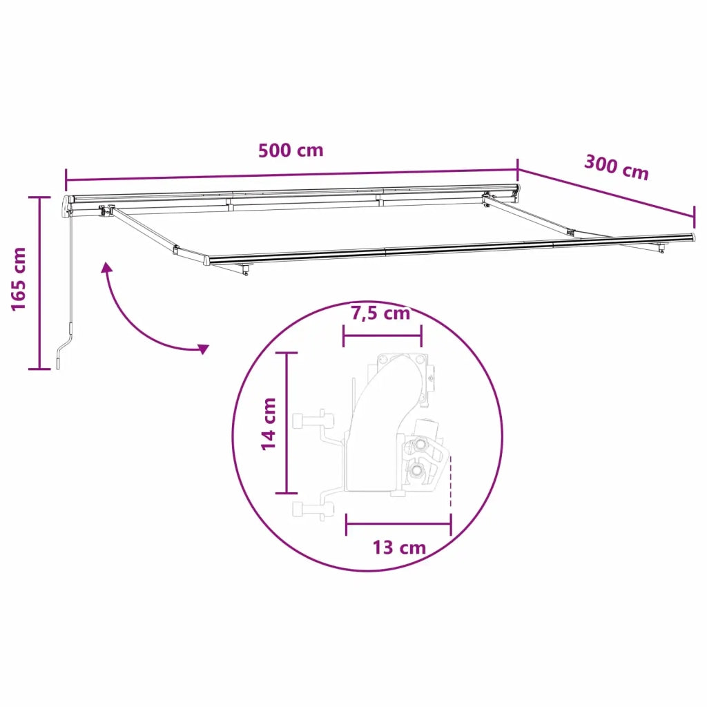 Tenda retrattile Sabbia 5 x 3 m Poliestere e Alluminio 3426322