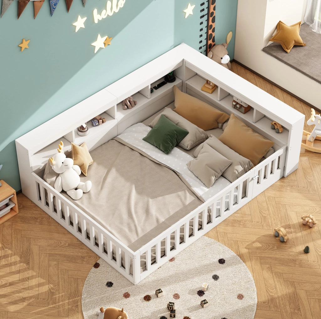 LETTO 140x190 cm in truciolare e MDF bianco con prese USB