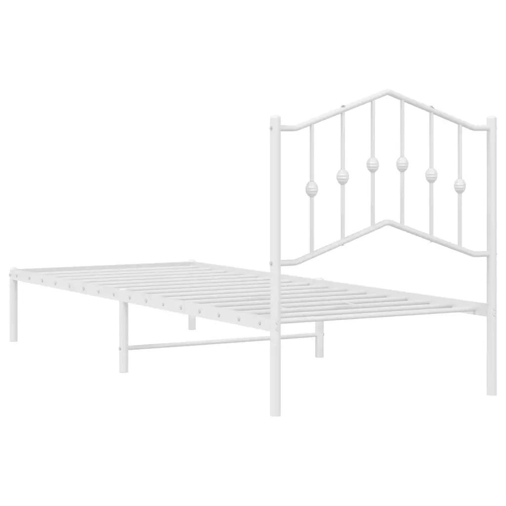 Letto singolo | Letto per adulti | Giroletto con Testiera Metallo Bianco 90x190 cm