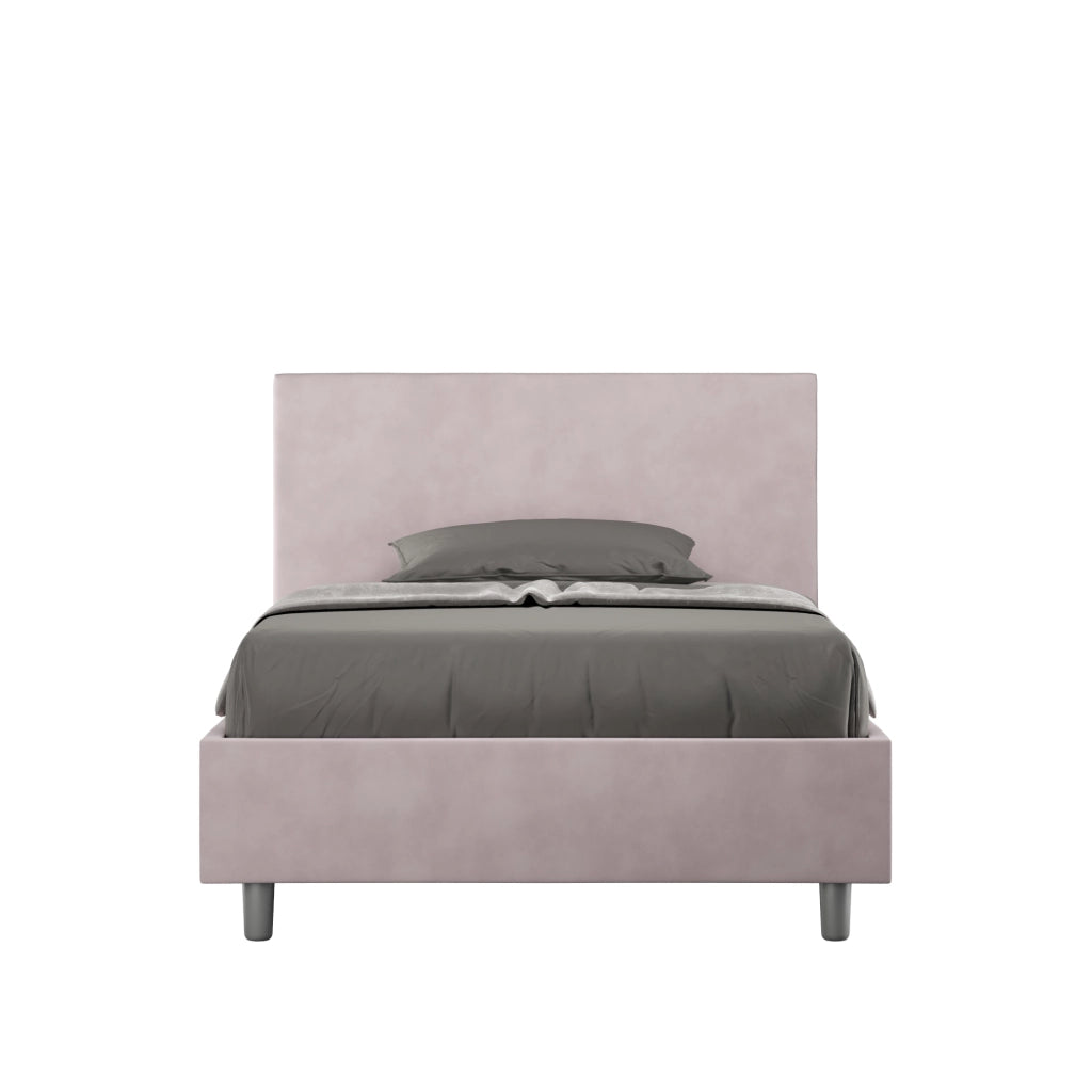 BS COM Letto singolo con rete imbottito 100x210 microfibra glicine