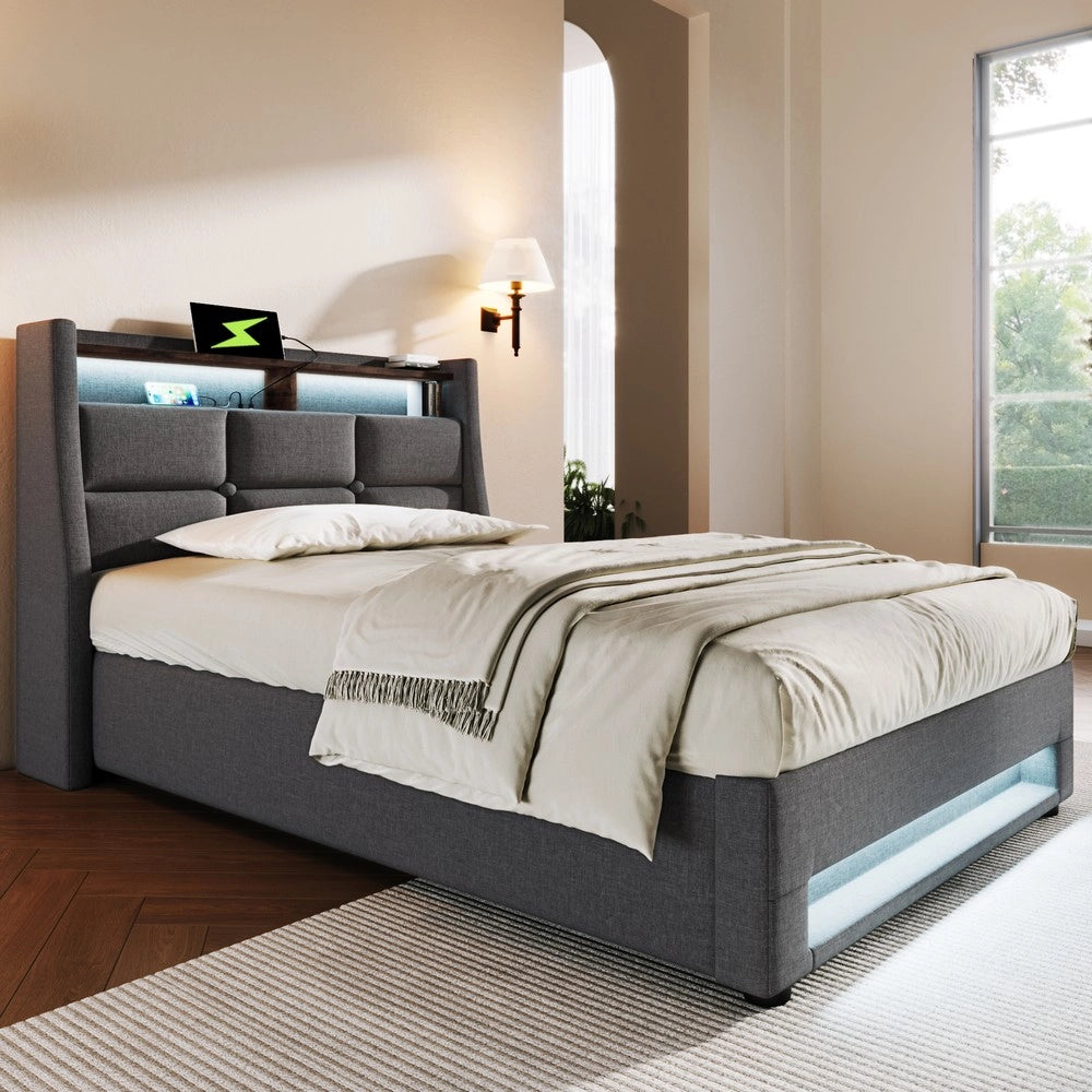 Letto imbottito singolo con rete a doghe ¨C Minimal ¨C 90x200cm, bianco, legno di pino, con materasso