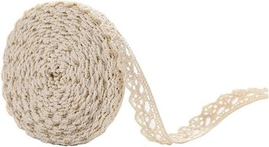 Lana di confine - Vintage - 30 m - Cotone - Confine in cotone - Bordato - Decorativo - Lana di confine - Fazzoletto di confine - Sartoria - Ricamo - Matrimonio - Regalo di Natale - Decorazione - Beige 1,5 cm