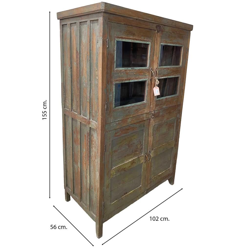 Vetrina artigianale in legno marrone 102x56x155h cm