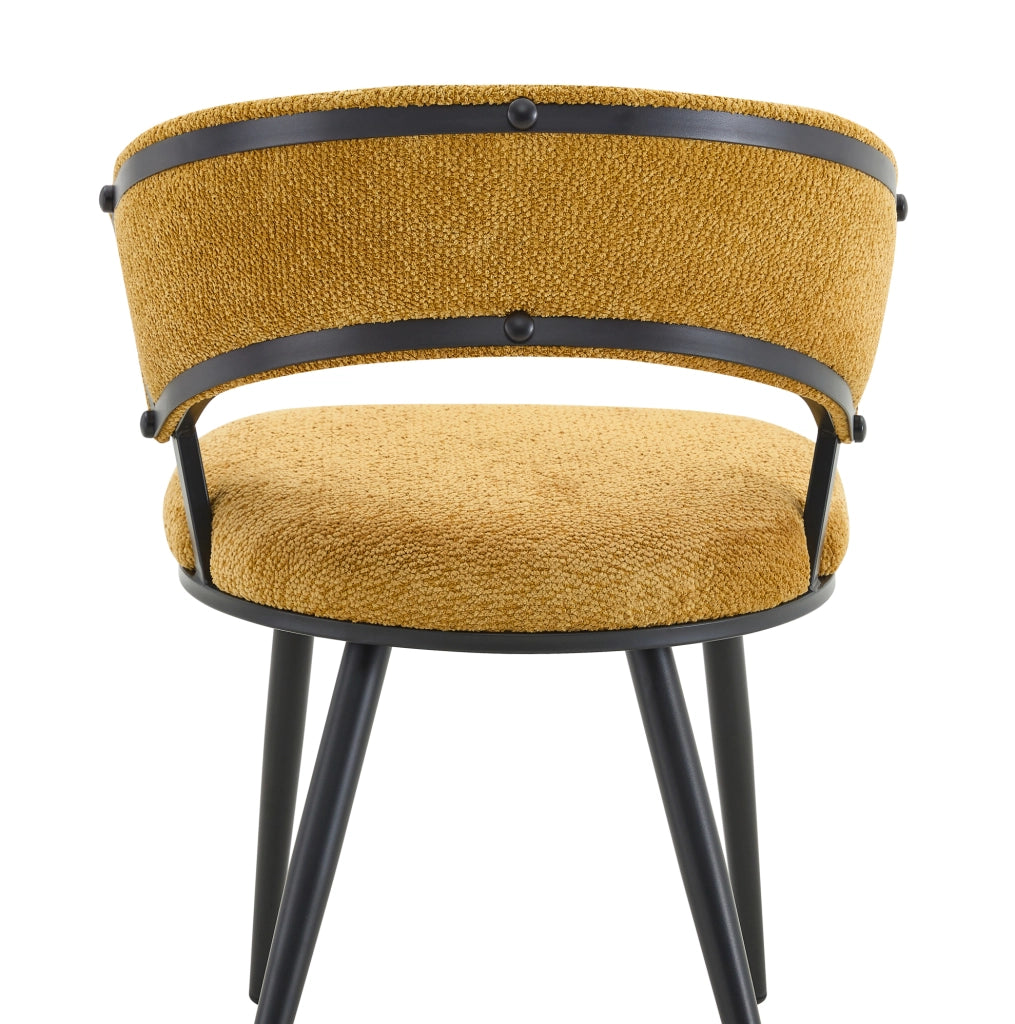 Set di 2 Sedie da Pranzo in Velluto Giallo con Struttura in Metallo Nero