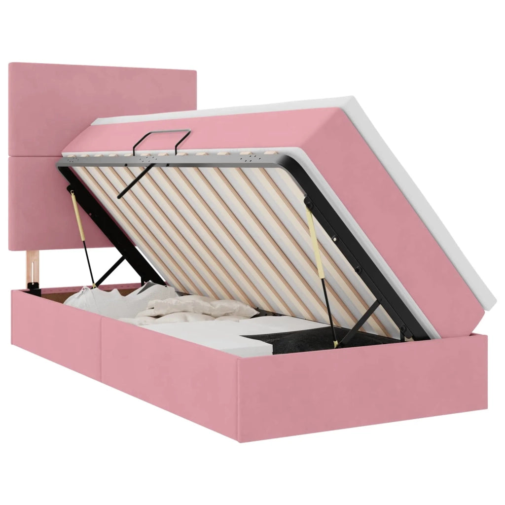 Letto con contenitore e materasso Rosa 90 x 200 cm Velluto 3371948