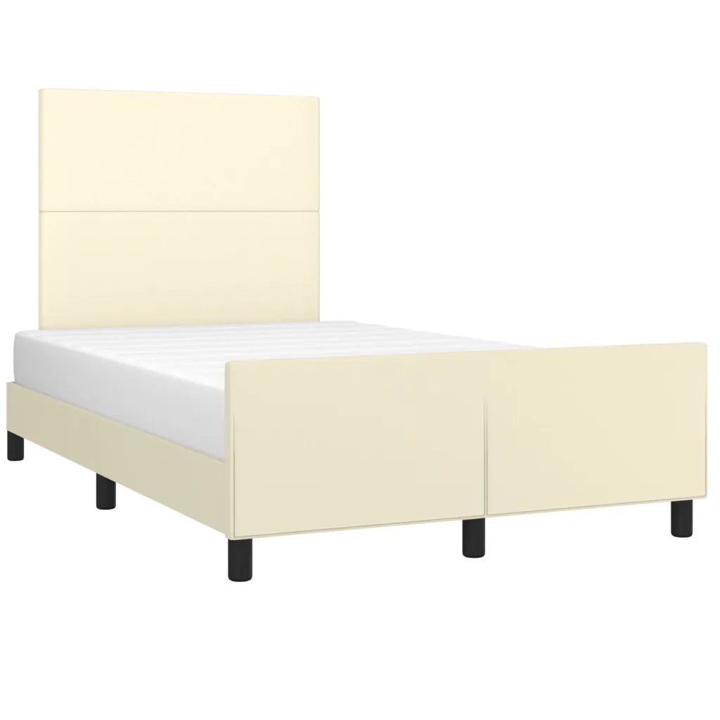 Letto matrimoniale | Letto per adulti | Giroletto con Testiera Crema 120x200 cm in Similpelle