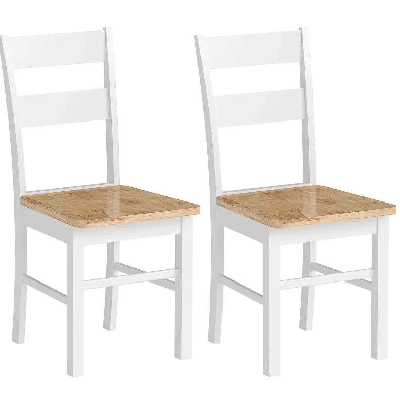 Set di 2 sedie da cucina in legno di caucciù con schienale a stecche curvo, colore bianco