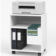 Mobile Ufficio Porta Stampante con Ruote Mobiletto Multiuso Bianco 40x35x60cm