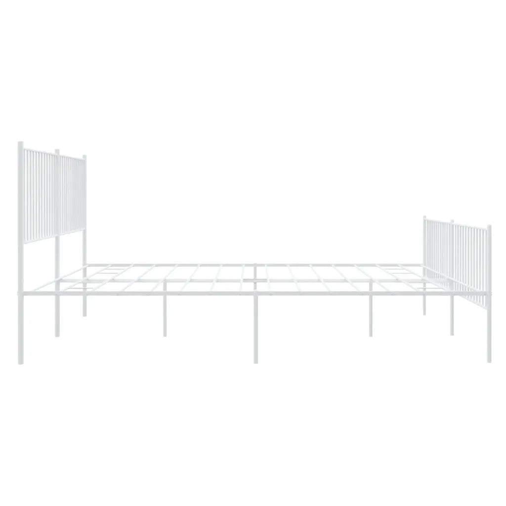 Letto matrimoniale | Letto per adulti | Giroletto con Testiera e Pediera Metallo Bianco 200x200 cm