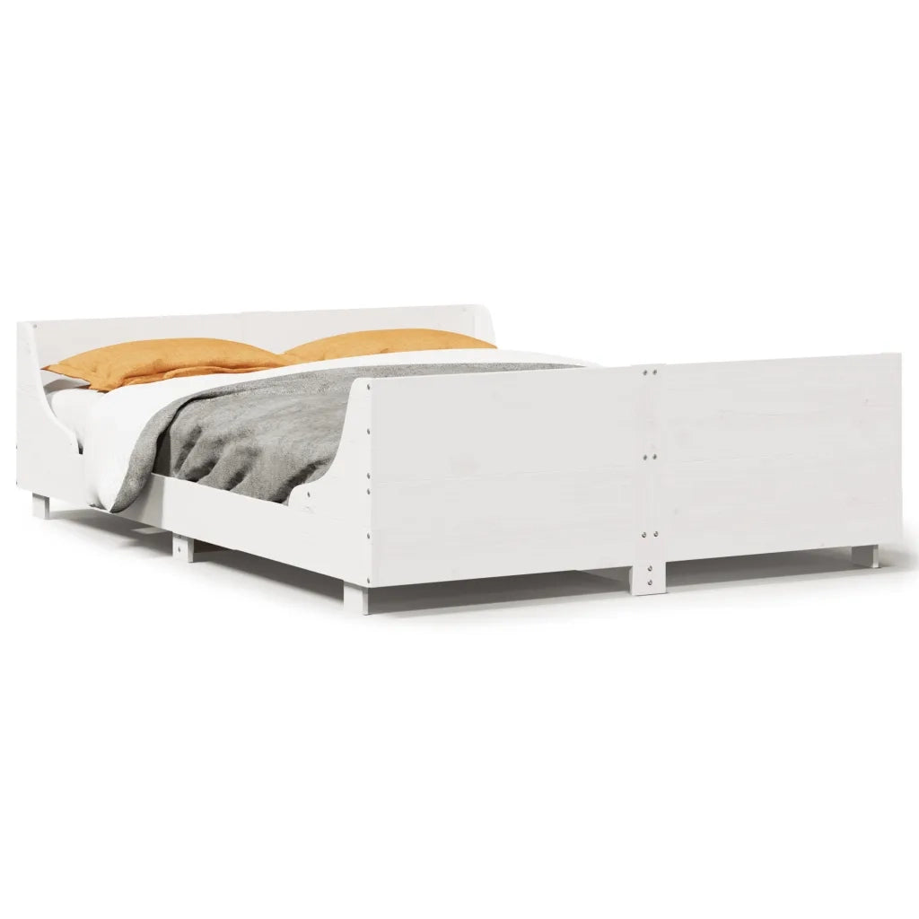 Letto senza Materasso-Struttura Letto Bianco 160x200 cm Legno Massello di Pino 927444