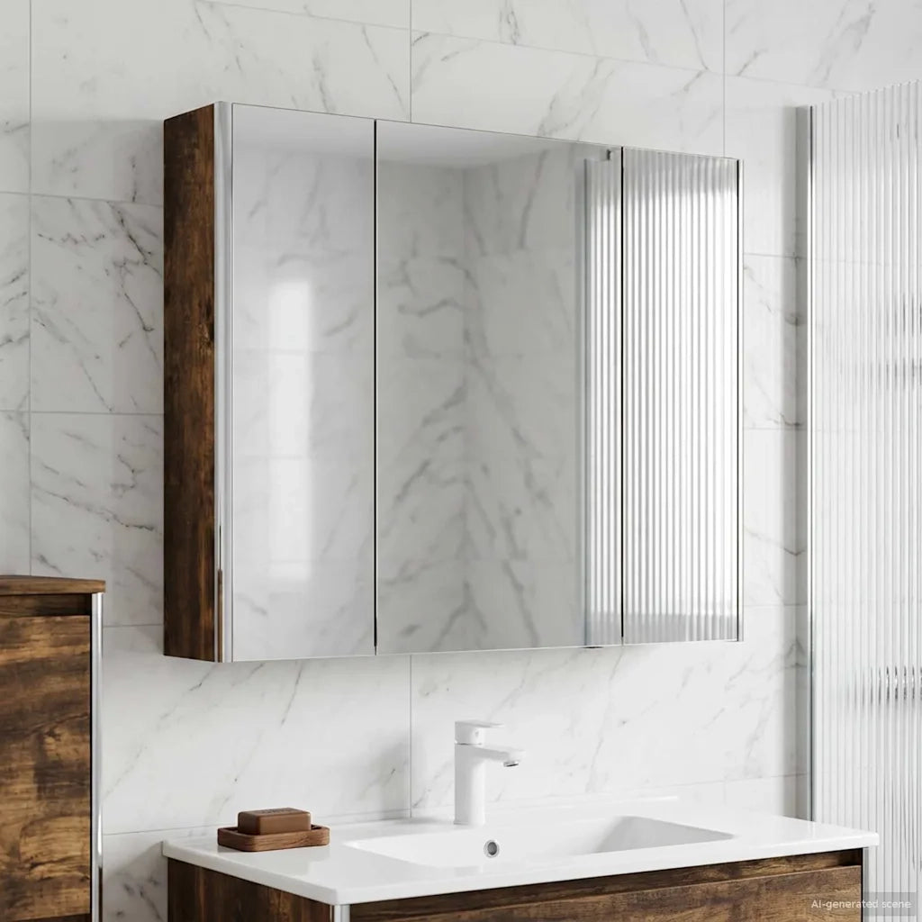 Mobiletto per specchio da bagno Legno vecchio 889269
