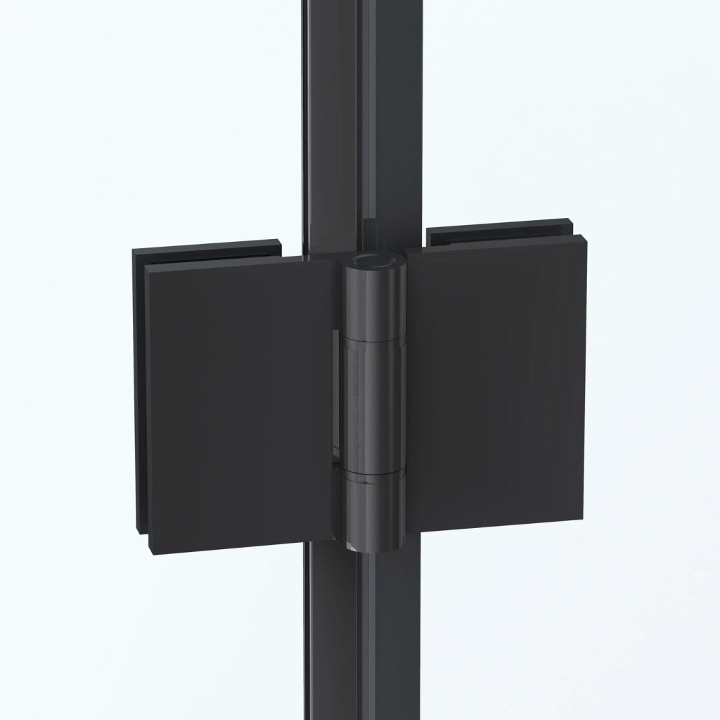 Box doccia Angolare 90x100 cm porta a soffietto + fisso H200 cm cristallo 6 mm profilo NERO OPACO ZAIRA