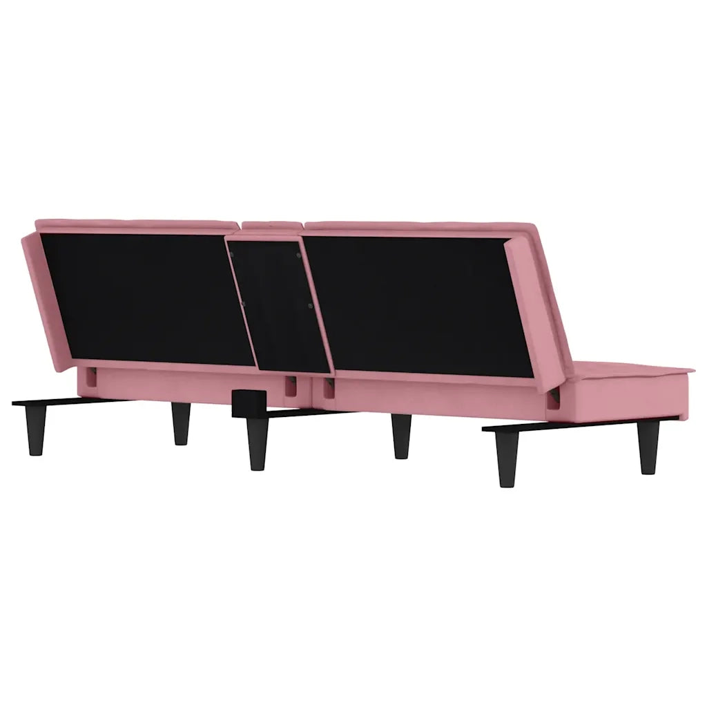 Divano letto | Sof¨¤ letto | Letto singolo con Portabicchieri in Velluto Rosa