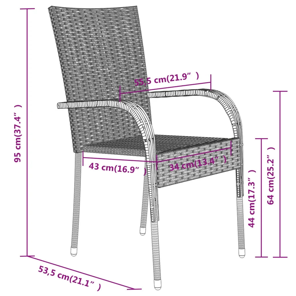 Set da Pranzo per Giardino 7 pz con Cuscini Grigio e Nero 3099389