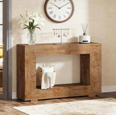 Tavolo consolle ingresso in legno effetto rustico 120x30x83,5 cm stile country