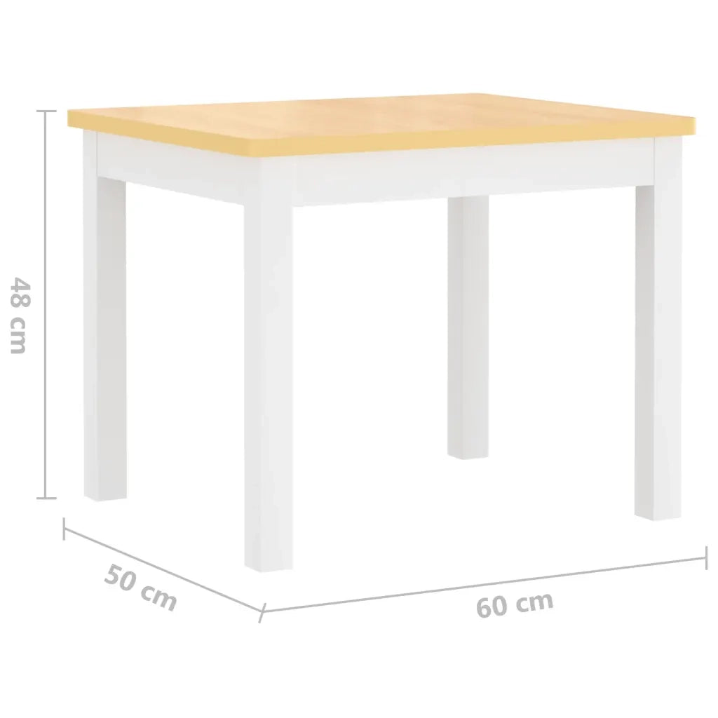 Set Tavolo e Sedie per Bambini 3 Pezzi Bianco e Beige in MDF 10410