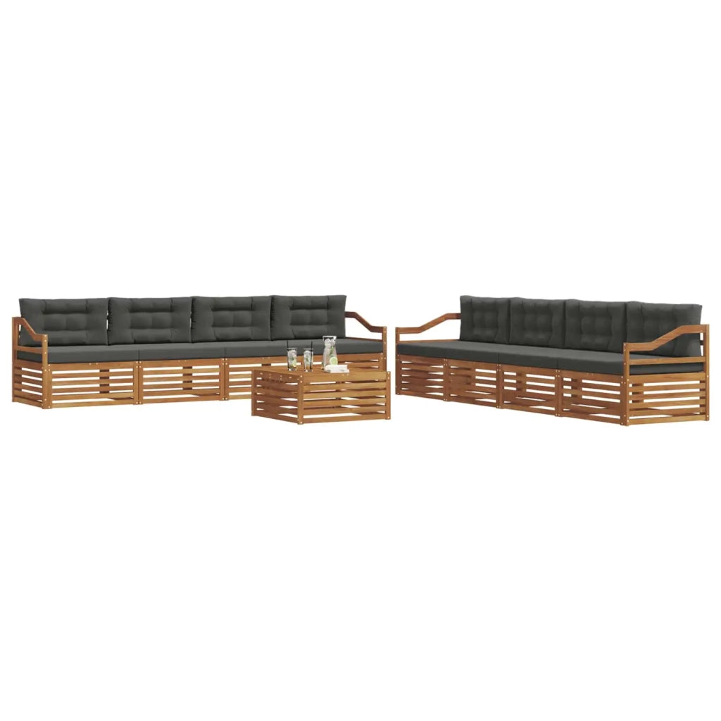 Set di divani da esterno con cuscino 9 pcs Naturale e Antracite 3373237