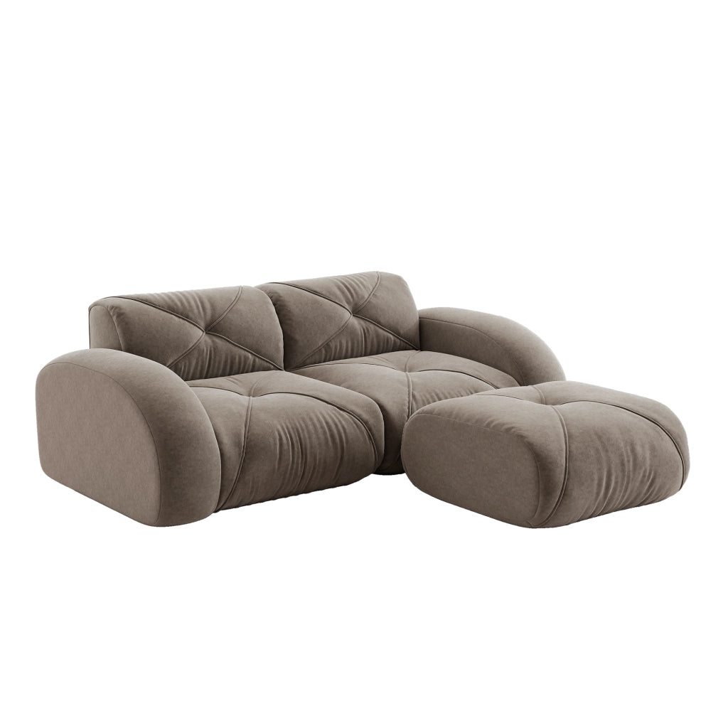 Divano modulare 2 posti - Zephmum- 32D schiuma ad alta densit¨¤, tessuto chenille, antiscivolo, marrone
