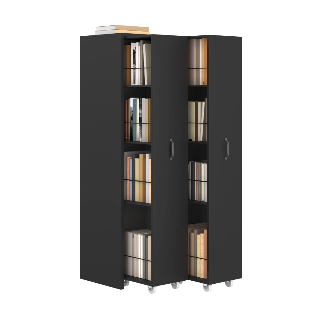 Libreria Estendibile con Ruote, 4 Ripiani in MDF, Portata 20 kg per Ripiano, Moduli Scambiabili Destra/Sinistra