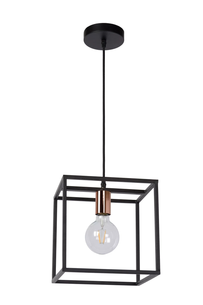 Lampada a sospensione geometrica nera rame E27 Lucide Arthur