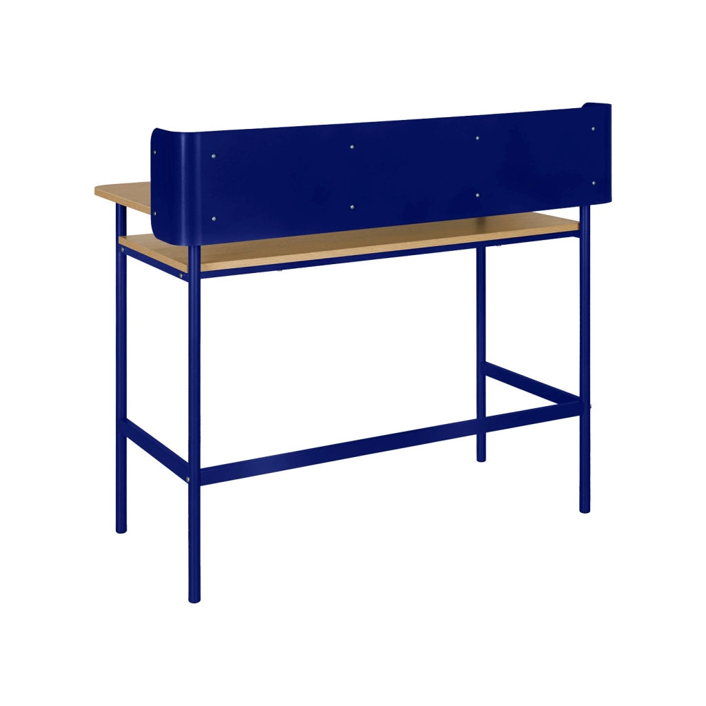 Scrivania in metallo e legno con 3 vani, blu