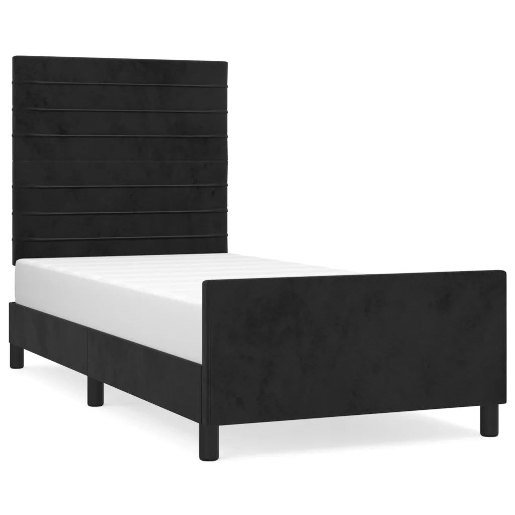 Letto singolo | Letto per adulti | Giroletto con Testiera Nero 80x200 cm in Velluto