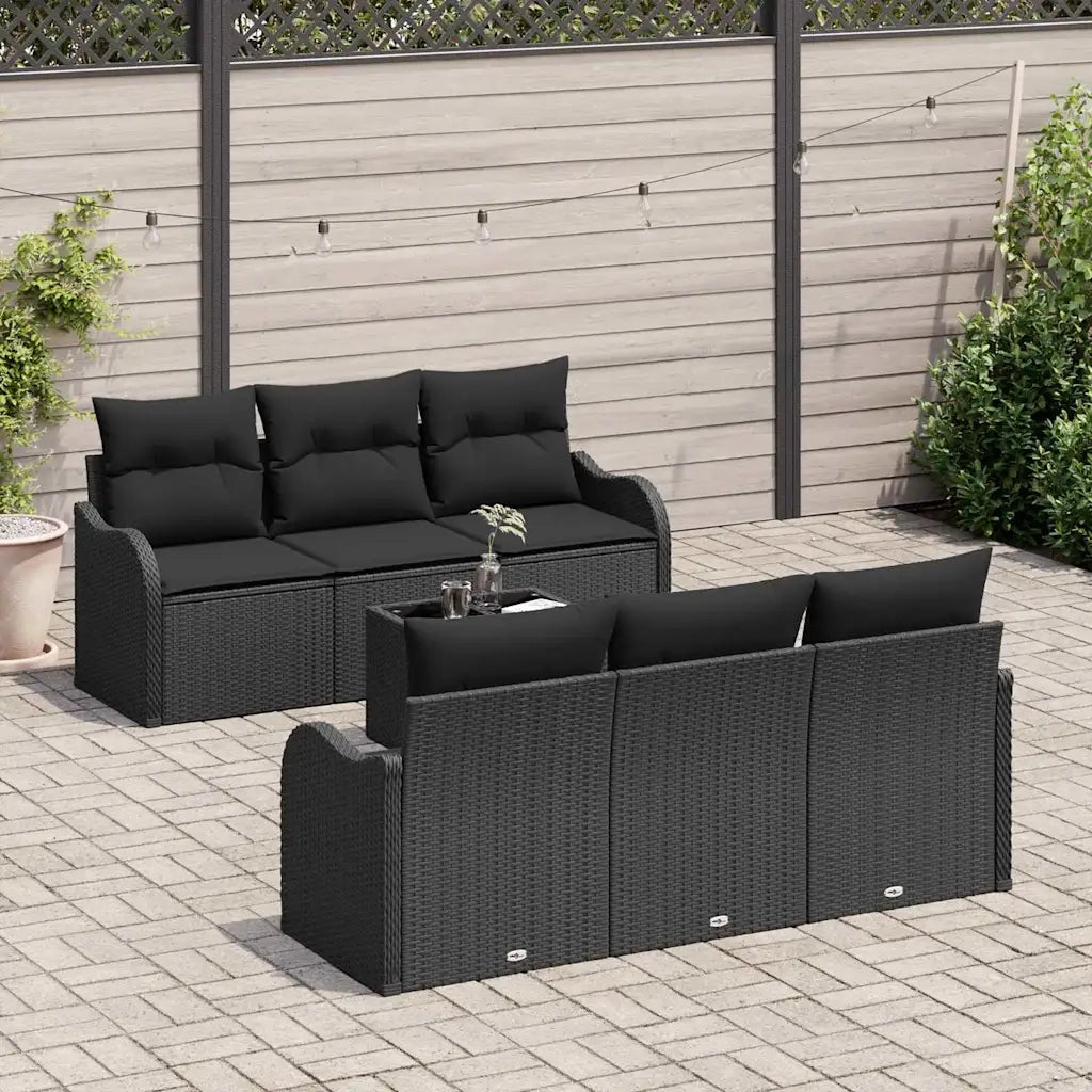 Set Divano da Giardino con cuscino con archiviazione 7 pcs Nero