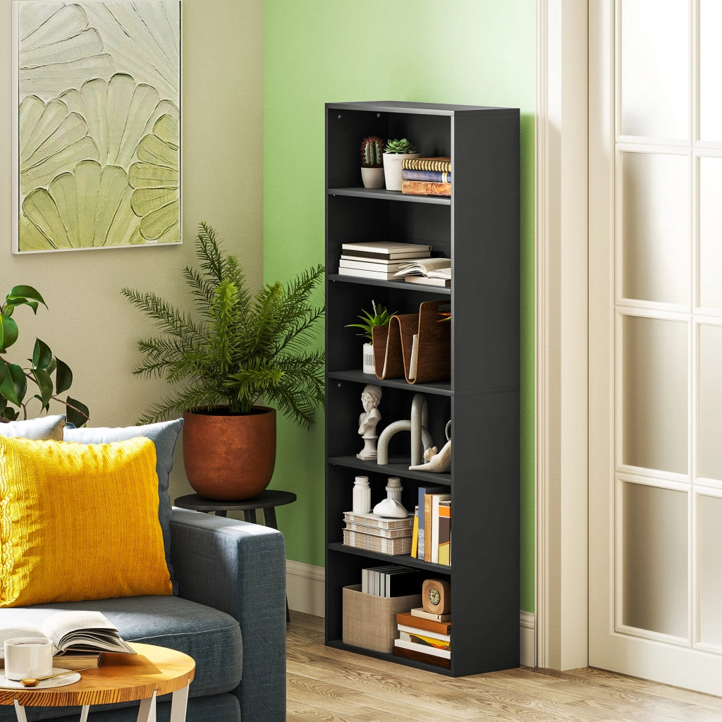 Libreria scaffale 6 livelli regolabile ¨C zephmum ¨C 60x24x158.5 cm nero