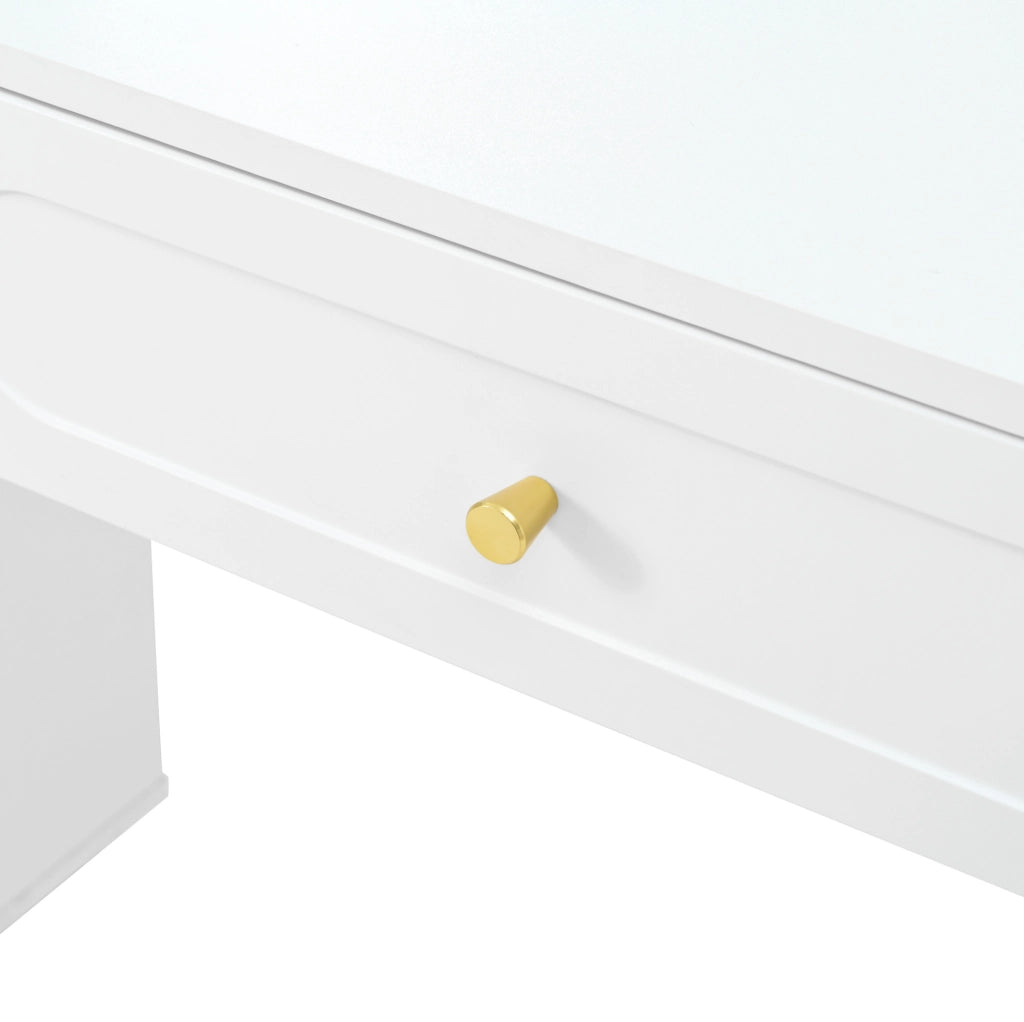 Toeletta con specchio LED 140x40x130 cm con 4 cassetti bianca HAVRYA