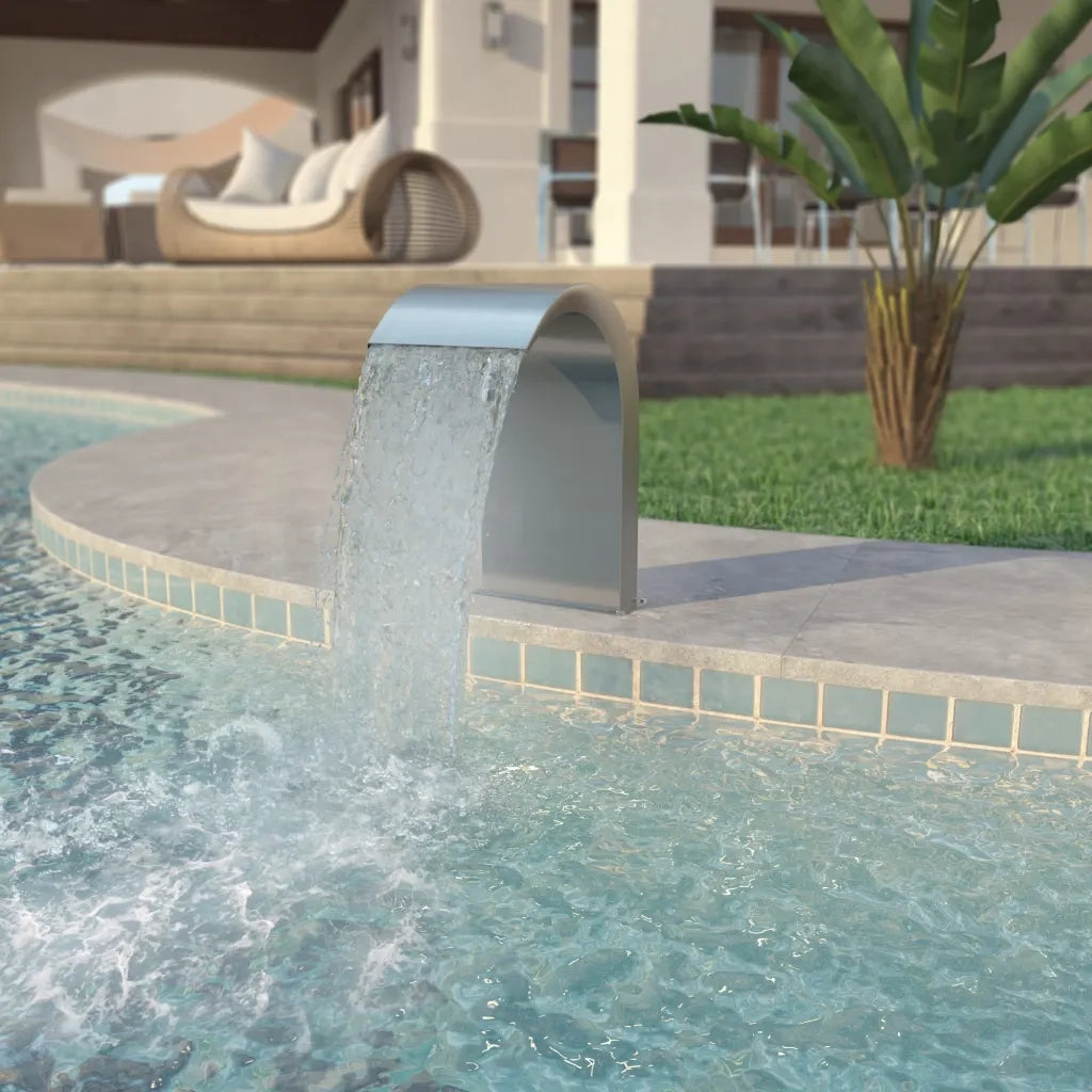 Fontana per Piscina in Acciaio Inossidabile 45x30x65 cm Argento 43692
