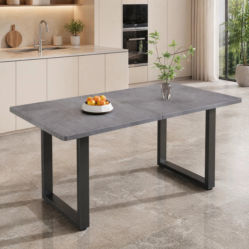 TAVOLO DA PRANZO rettangolare stile industriale nero e grigio