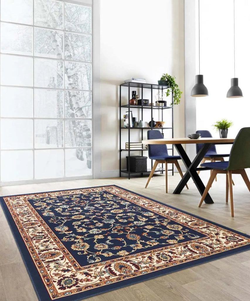 Tappeto P2079 blu cm.240x330 motivo classico orientale persiano, economico resistente facile da pulire