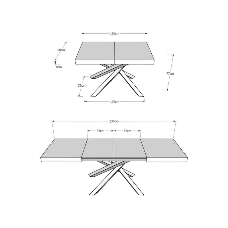 Tavolo allungabile 130/234x90 cm Volantis telaio Bianche - Noce
