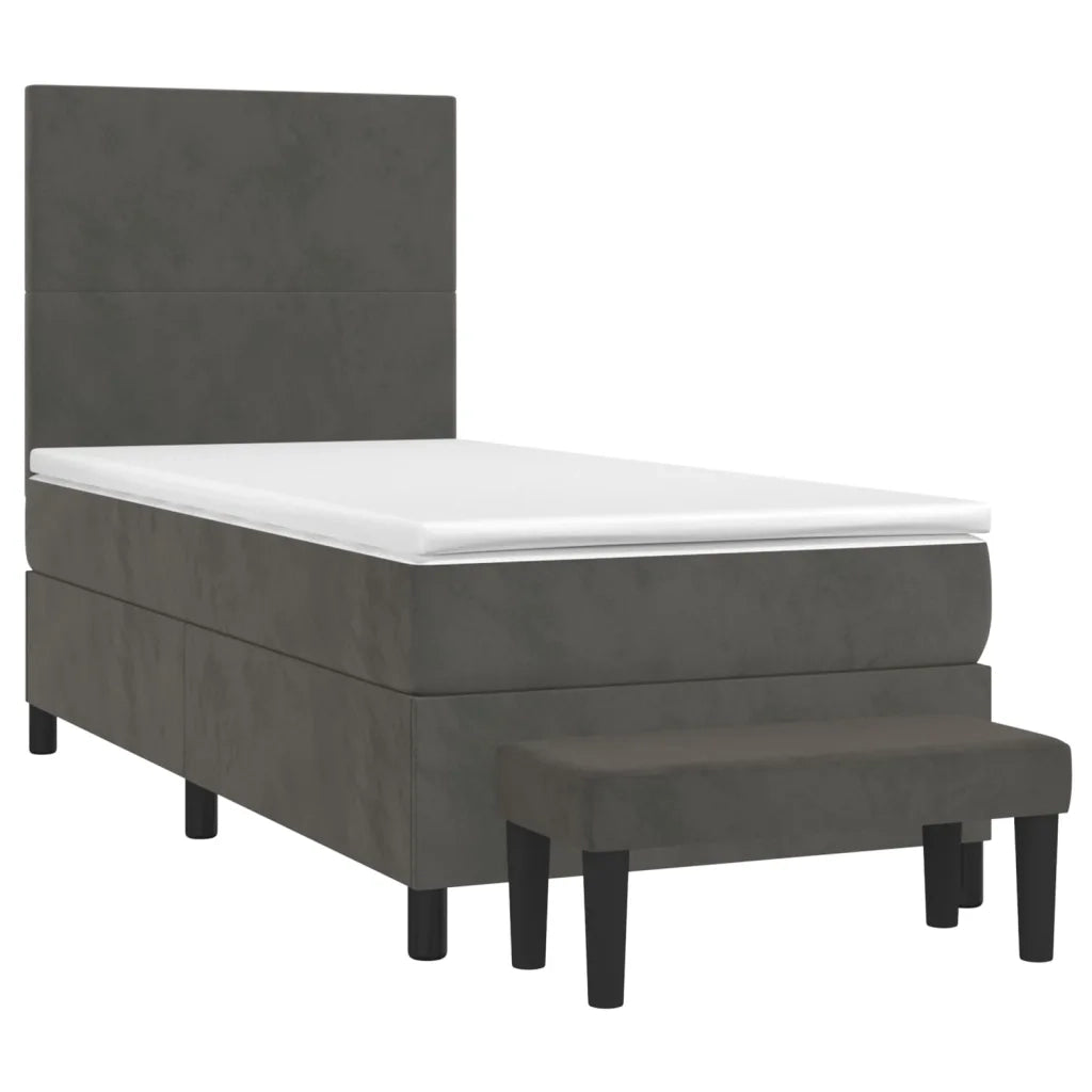 Giroletto a Molle con Materasso Grigio Scuro 90x190 cm Velluto 3137696
