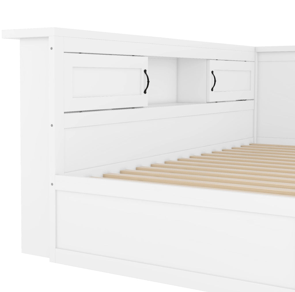 LETTO Divano letto estraibile 90x200 cm Bianco con LED, prese e USB