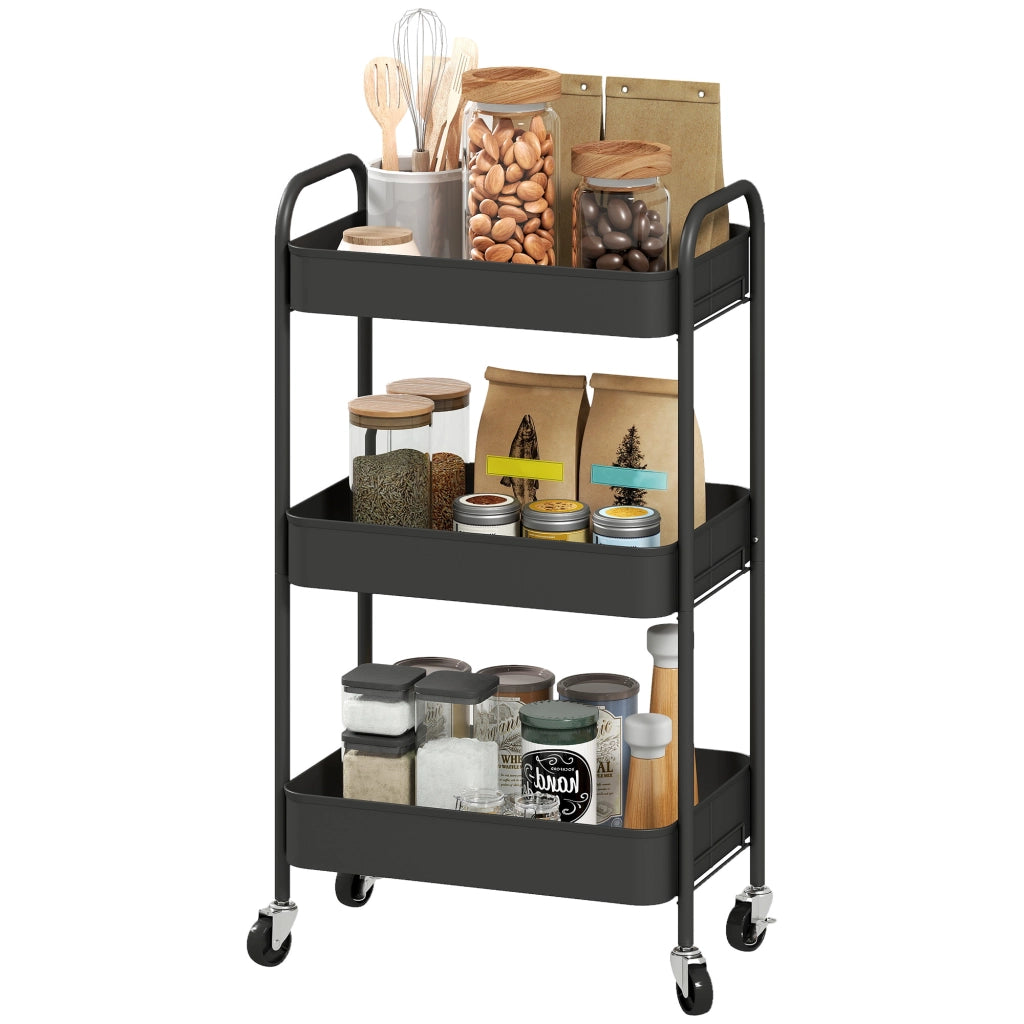 Carrello Cucina 3 Ripiani con Ruote ¨C Xylo ¨C 45x30,6x79 cm Nero