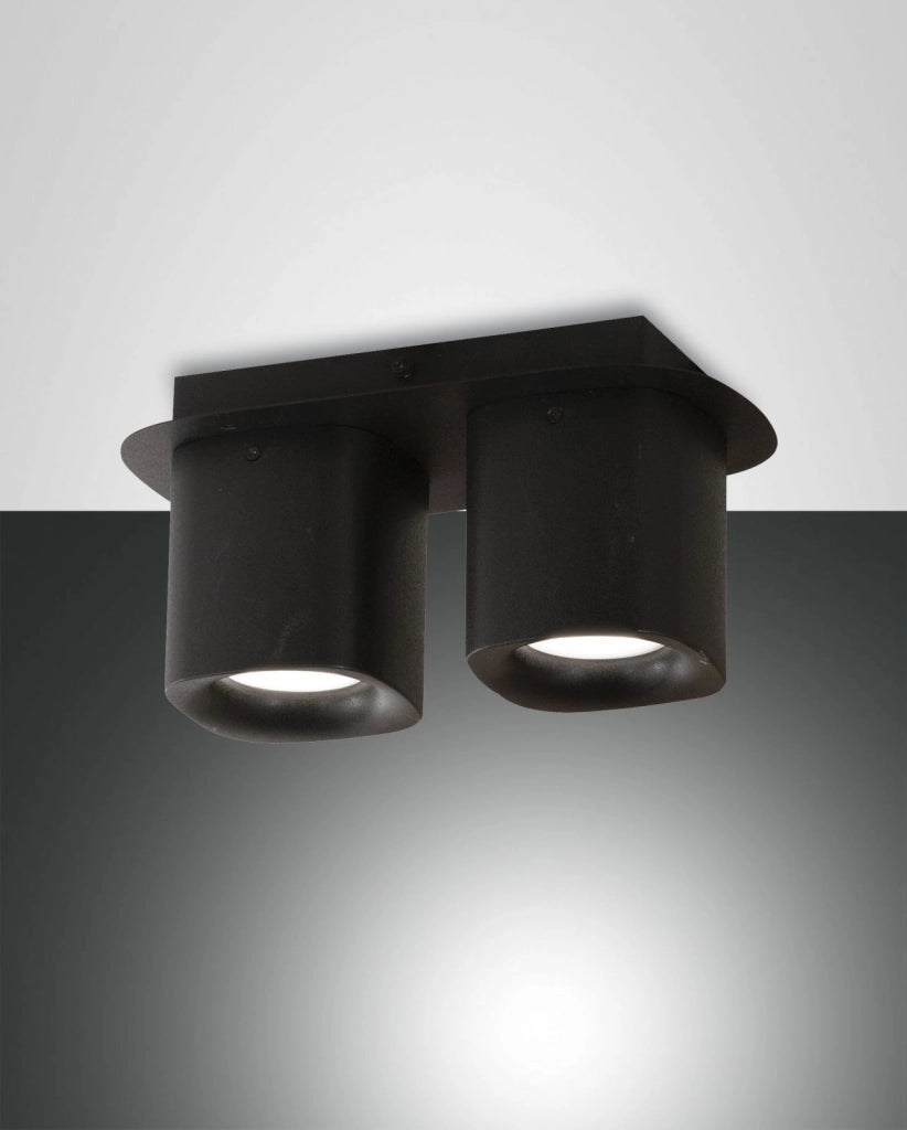 SMOOTH SPOT NERO 2 LUCI ATTACCO GU10 IP20 IN ALLUMINIO