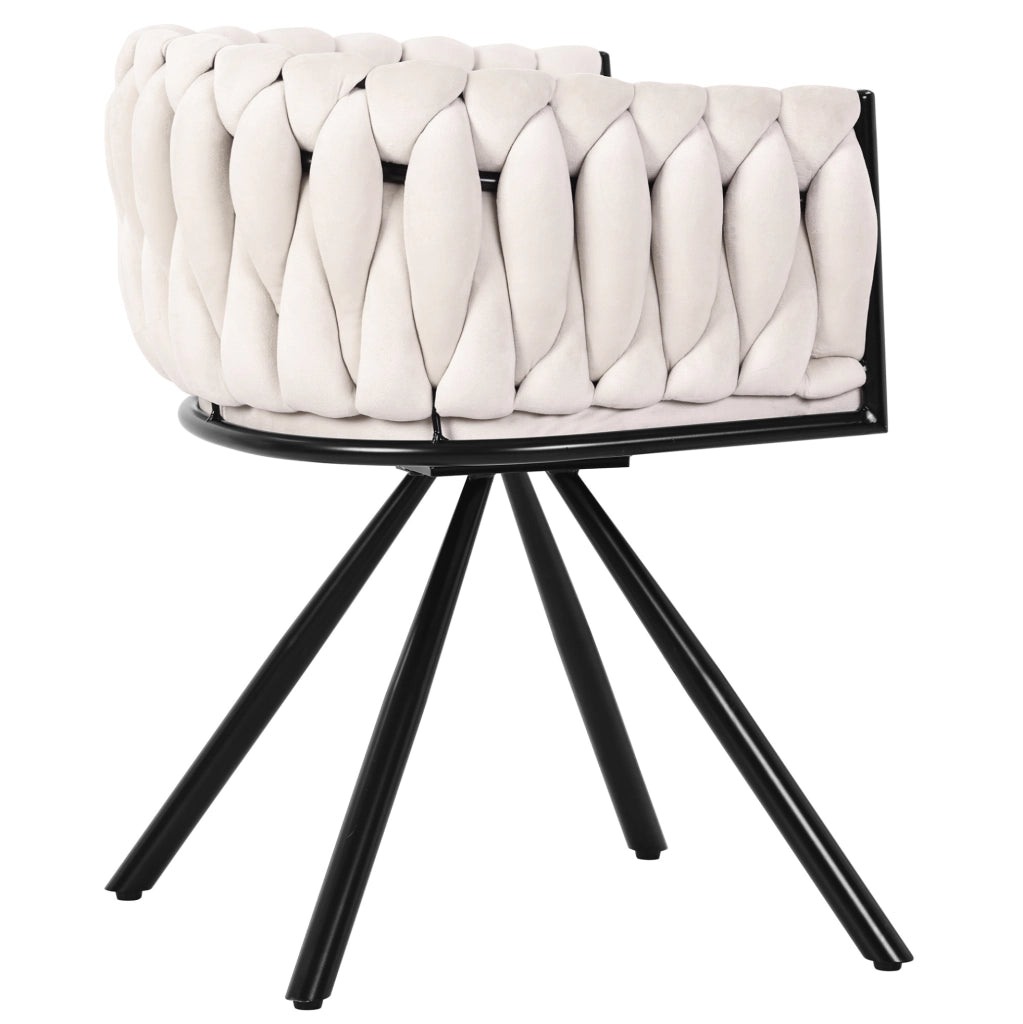 Set di 6 sedie da pranzo girevoli a 360¡ã in velluto beige con struttura in metallo
