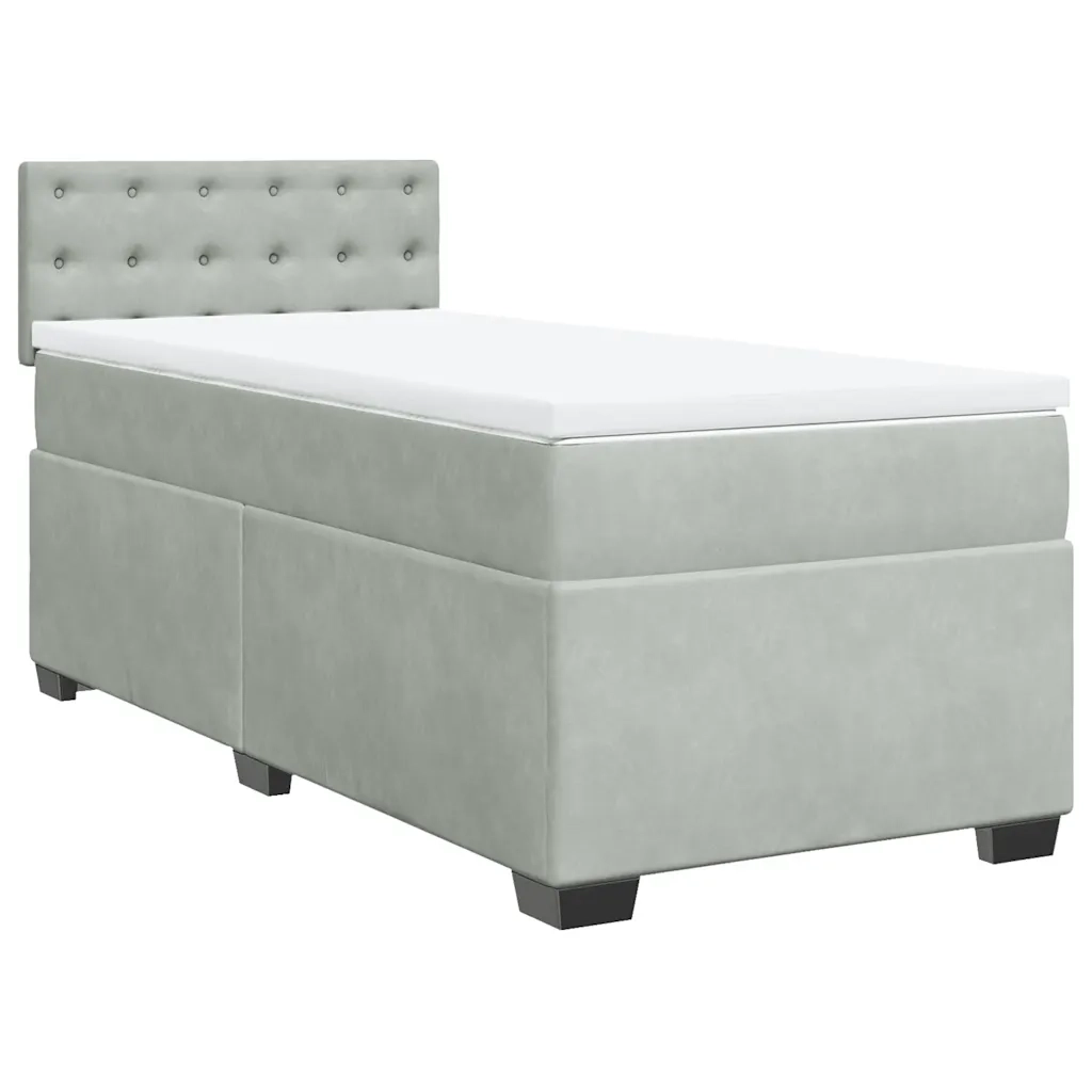 Giroletto a Molle con Materasso Grigio Chiaro 80x200 cm Velluto