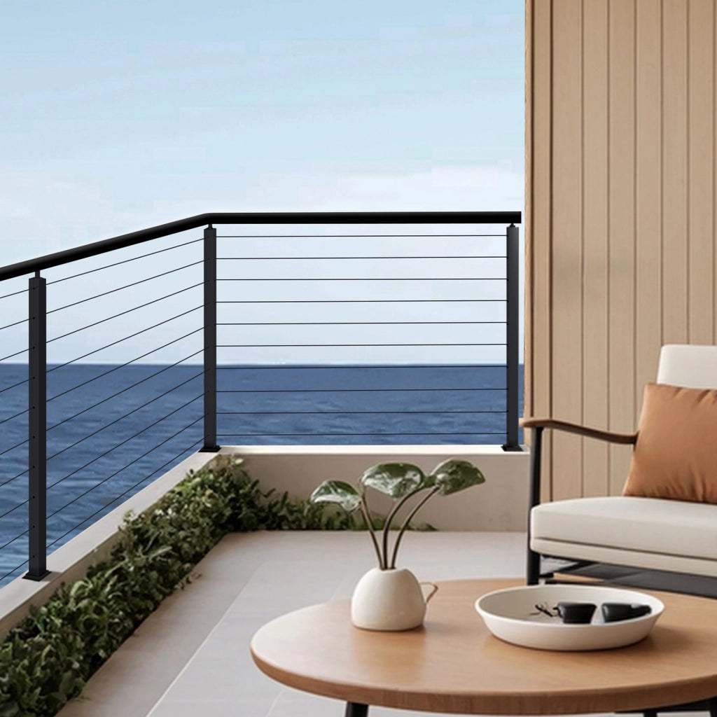 Palo Ringhiera Balaustrata in Acciaio Inox SUS304 Nero 914x108x68 mm con Fori a L Resistente per Balcone Terrazza e Giardino