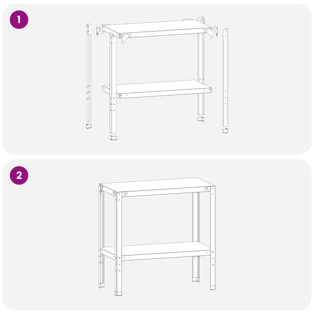 Tavolo da rinvaso 100 x 40 x 80 cm Acciaio zincato Argento 8014860