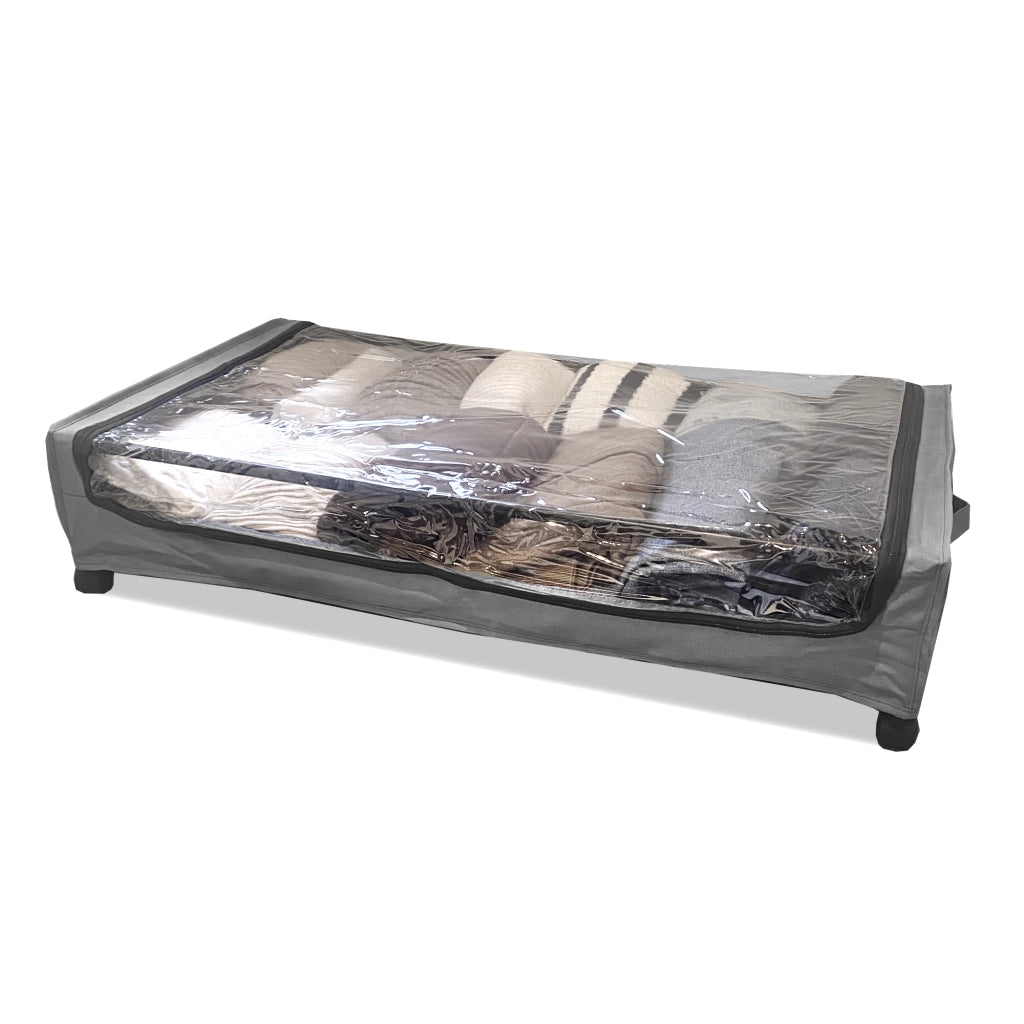 Organizzatore sottoletto Square – Con ruote e coperchio trasparente – Pieghevole per vestiti e scarpe – Nyana Home