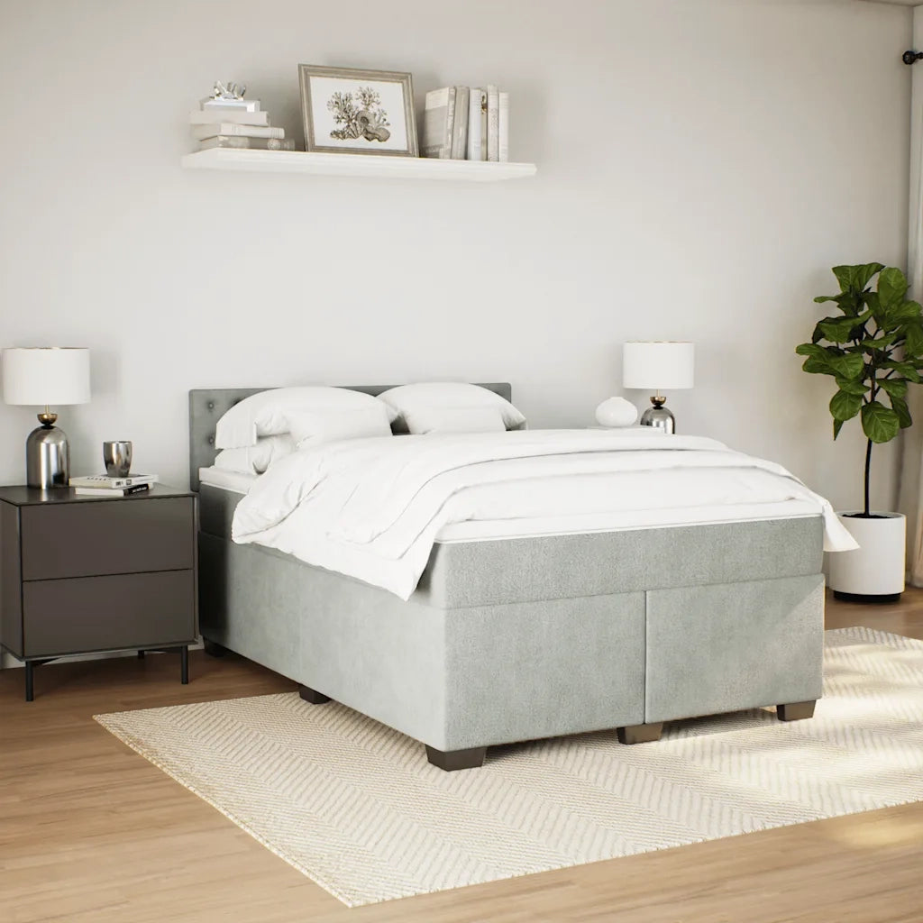 Giroletto a Molle con Materasso Grigio Chiaro 140x200cm Velluto