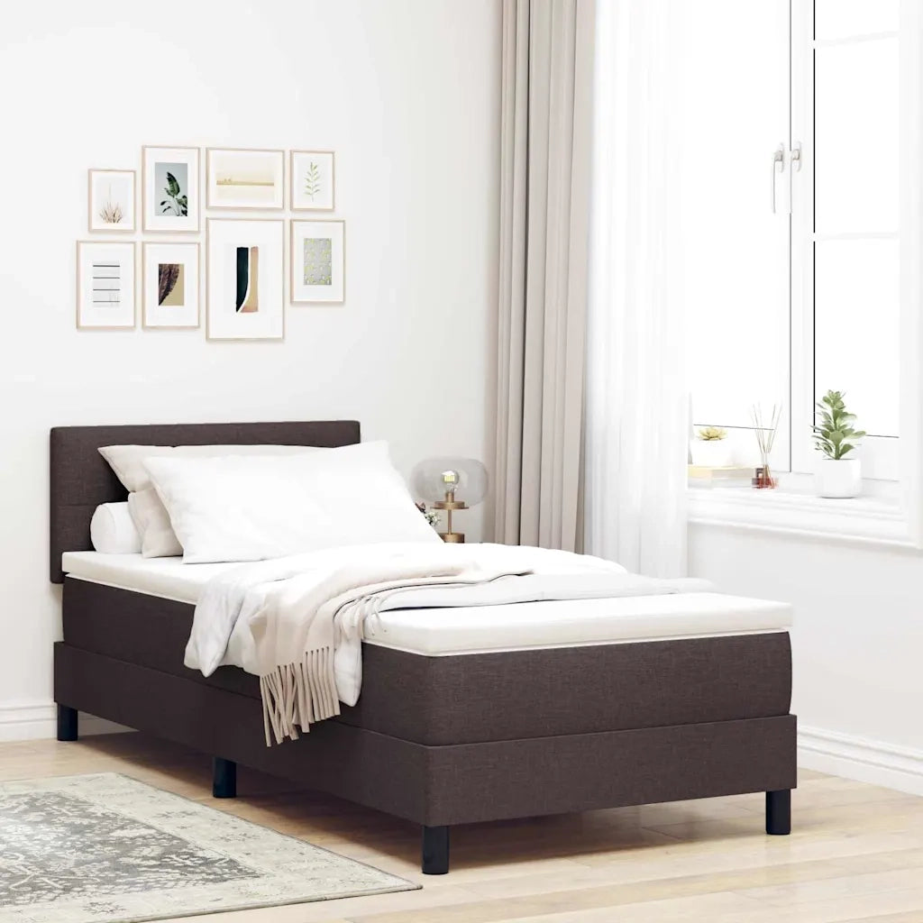 Letto a molle con materasso Marrone Scuro 90 x 200 cm Tessuto