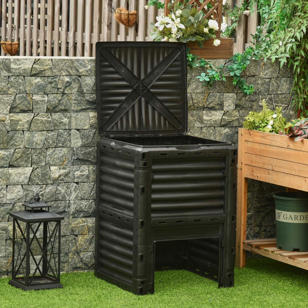 Compostiera da Giardino 300L ¨C zephmum ¨C Plastica Nera