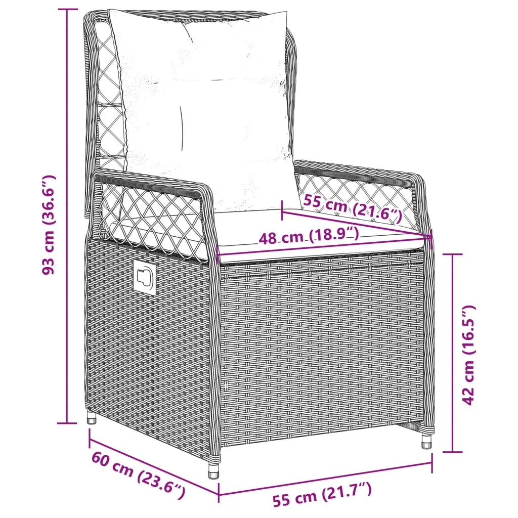 Set Pranzo da Giardino 5pz con Cuscini Grigio Chiaro Polyrattan 3263036