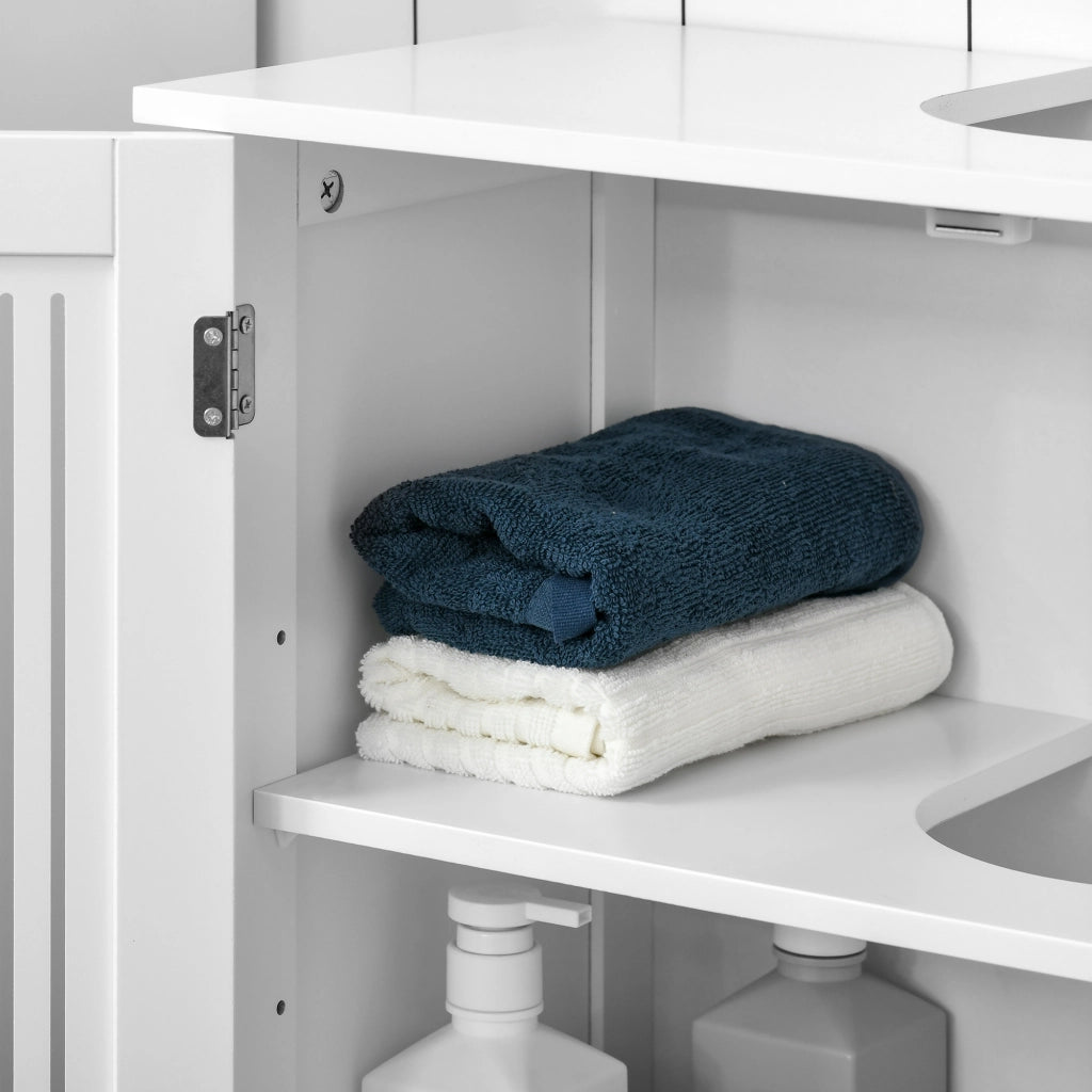 Mobile Sottolavabo Bagno con 2 Ante ¨C Minimal ¨C Legno Bianco 60x30x60 cm