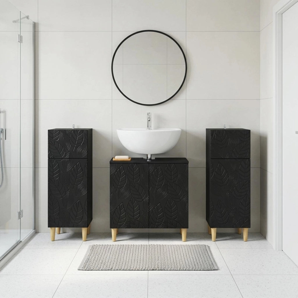 Set di armadietti da bagno in 3 pezzi DELFT Nero 3418027