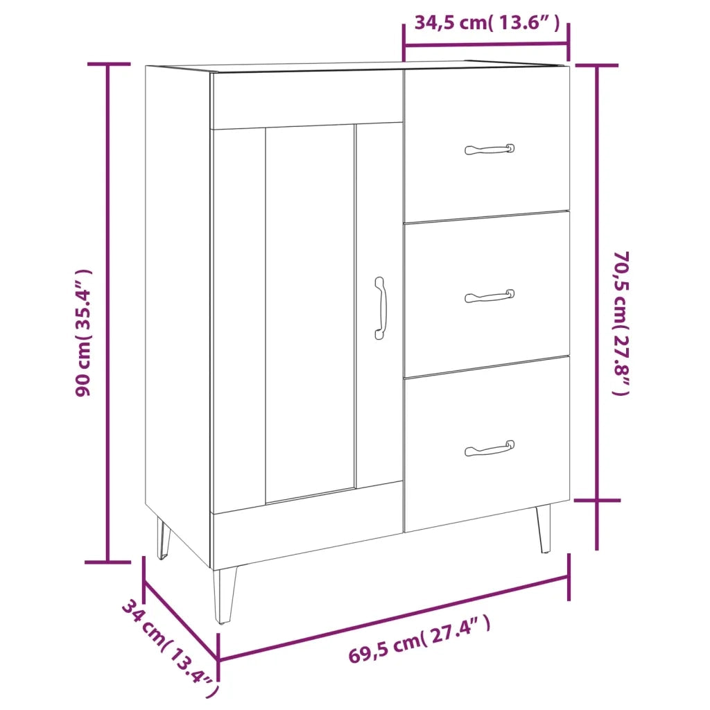 Credenza | Madia | Buffet da pranzo | Armadio da pranzo Bianca 69,5x34x90 cm in Legno Multistrato