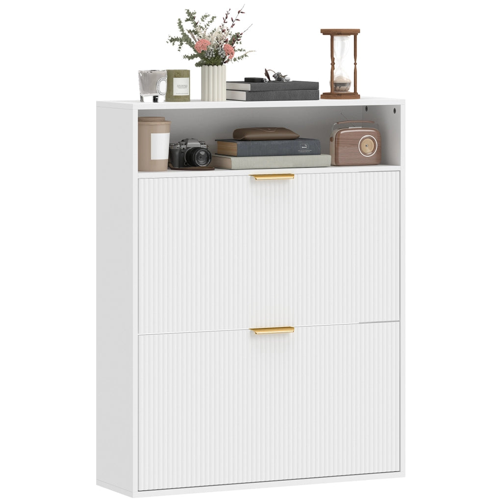 Scarpiera Salvaspazio con 2 Ante e Ripiano ¨C Minimal ¨C Bianco 80x30x100